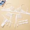 Elegant Embroidered Chain Lingerie Set: Sexy, Sheer, Three-Piece Design for Women