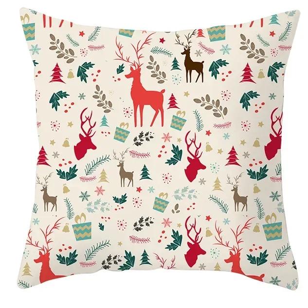 40/45/50/60cm Merry Christmas Santa Claus Printed Cushion Cover for Home Living Room Sofa Decoration Square Pillowcase
