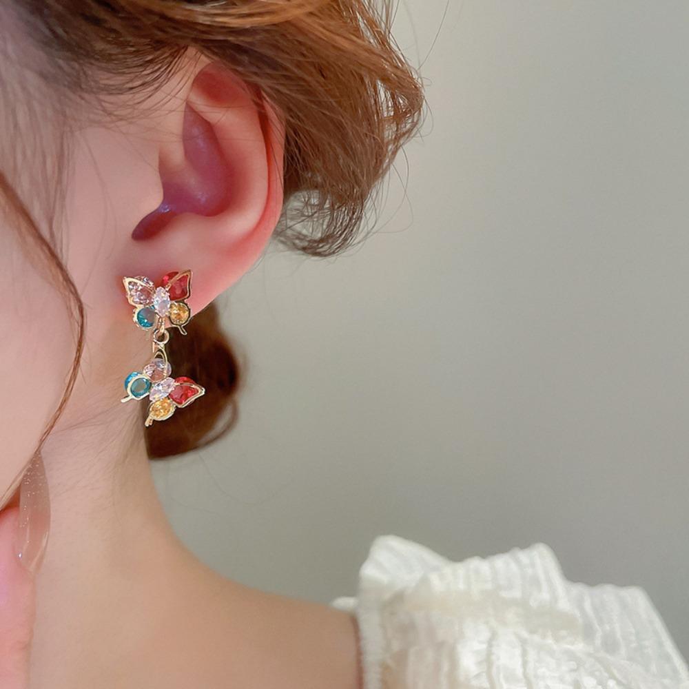 

Shiny Crystal Butterfly Butterfly Ear Pendant Butterfly Dangle Earrings Party Premium Gift