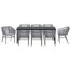 Garden Dining Set 9 pcs Grey Powder Coated Steel