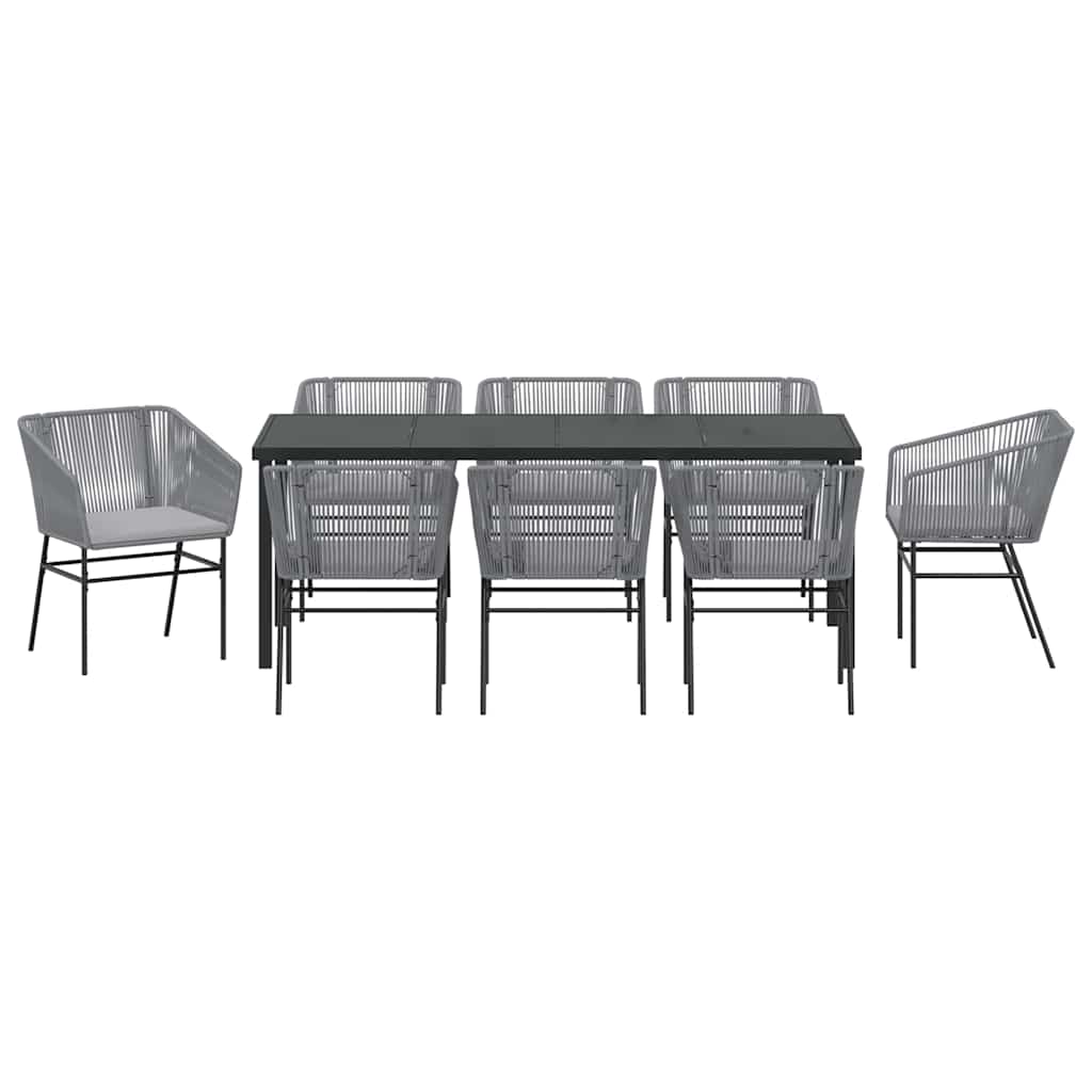 Garden Dining Set 9 pcs Grey Powder Coated Steel
