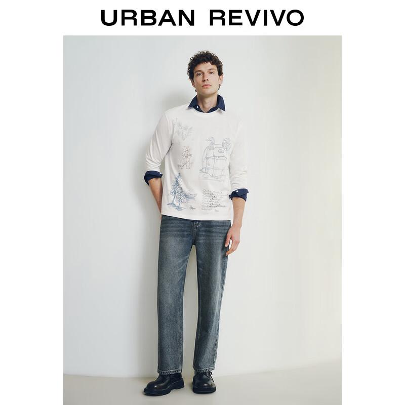 

UR Men s 2025 Spring Loose Fit Heavy Cotton Crewneck Long Sleeve T-shirt XS