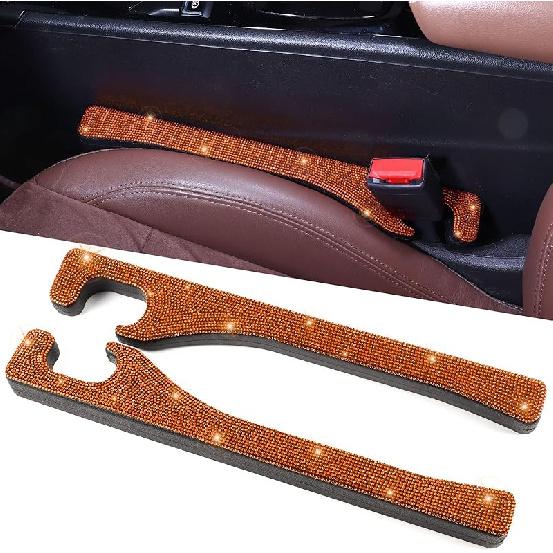 Briwill Bling Car Seat Gap Filler, 2 Pack Universal Fit For Car SUV Truck Handmade Crystal Rhinestone Diamond Car Gap Filler Bling Car Accessories