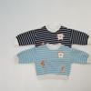 Kids' Striped Cartoon Hoodie - Autumn 2025 Korean Style Long Sleeve Unisex Pullover