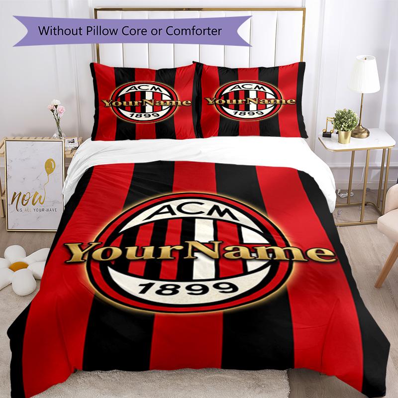Ac Milan Pas je naam aan Beddengoed Set Ademend Dekbedovertrek met Kussenslopen Huisdecoratie Verjaardagscadeau