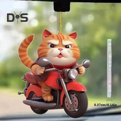 Dekorativer Fahrrad-Kätzchen-Anhänger fürs Auto, Cartoon-Katzen-Design, Weihnachtsbaum-Dekoration, Rückspiegel, Hänge-Accessoire