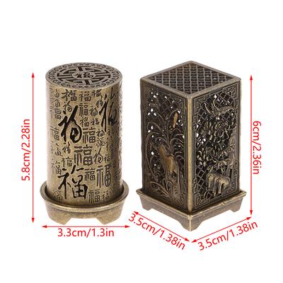 Square/Cylindrical Vertical Incense Burner Zinc Alloy Incense Holder Indoor Aromatherapy Home Ornament Chinese Inense Burners