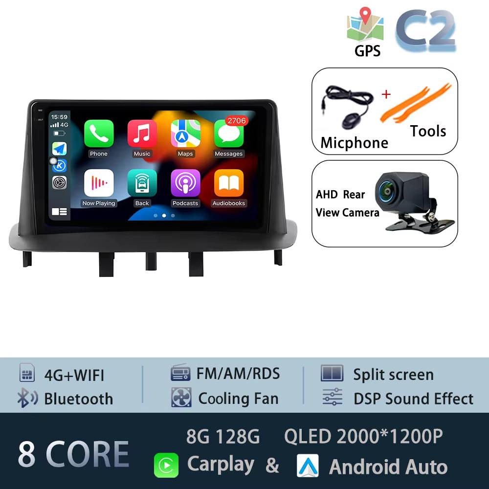 No 2 Din Android 15 Car Radio Multimedia Video Player For Renault Megane 3 Fluence 2008 - 2014 Navigation GPS Carplay Auto RDS