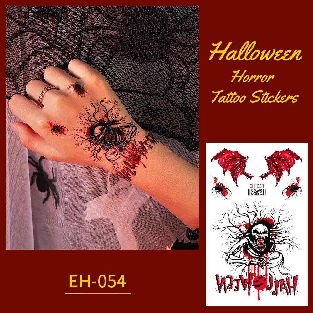 Wasserdichte Halloween-Grusel-Narben-Tattoo-Aufkleber mit Kreuzmuster für Gesicht und Arme