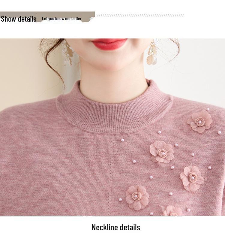 Stylish Knitted Sweater for Middle-aged Women: Warm Winter Base Layer