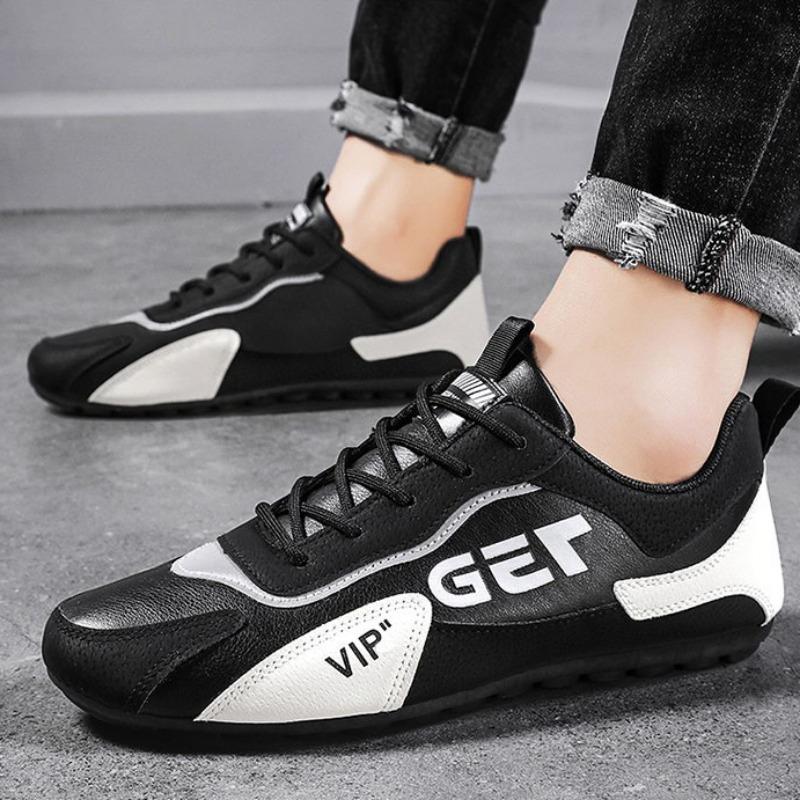 Mode Mode Herren-Sneaker Frühling Neu Hot Heals Freizeitschuhe Männlich Rutschfest Atmungsaktiv PU-Leder Laufschuhe Leichter Flacher Schuh