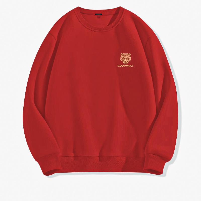 Trendy Autumn/Winter Men's Loose-Fit Sweatshirt with Simple Print, Solid Color, and Round Neck