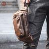 Borsello da Petto da Uomo in Pelle Crazy Horse Multifunzionale Borsa a Vita per Cellulare Borsa a Tracolla in Pelle da Uomo Borsa da Uomo Casual di Tendenza