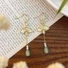 New Chinese Retro Style Fashionable Long Style Folding Fan Tassel Earrings