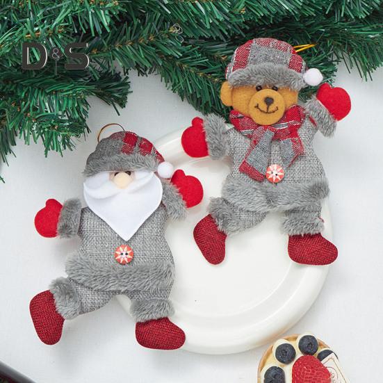 4 Adet Noel Süsleri Peluş Kardan Adam Noel Baba Geyik Ayı Bebek Figürü Kış Asılı Süslemeler Noel Ağacı Ev Dekoru için