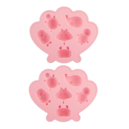 Ocean Animal Silicone Ice Cube Tray with Lid 6-Cavity Food-Grade Mold for Whale Turtle Penguin Shapes Easy-Release Fun Cocktail Whiskey Ice Maker for