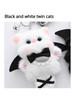 [Cute Interest] Black and White Twin Cat Doll Pendant Cute Cartoon Doll Girl Plush Keychain