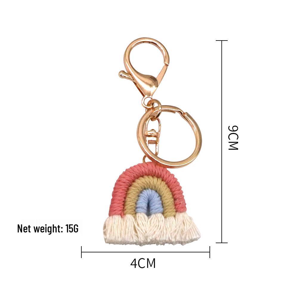 Nordic Rainbow Woven Tassel Keychain Pendant - Ethnic Style Ornament for Bags & Cars