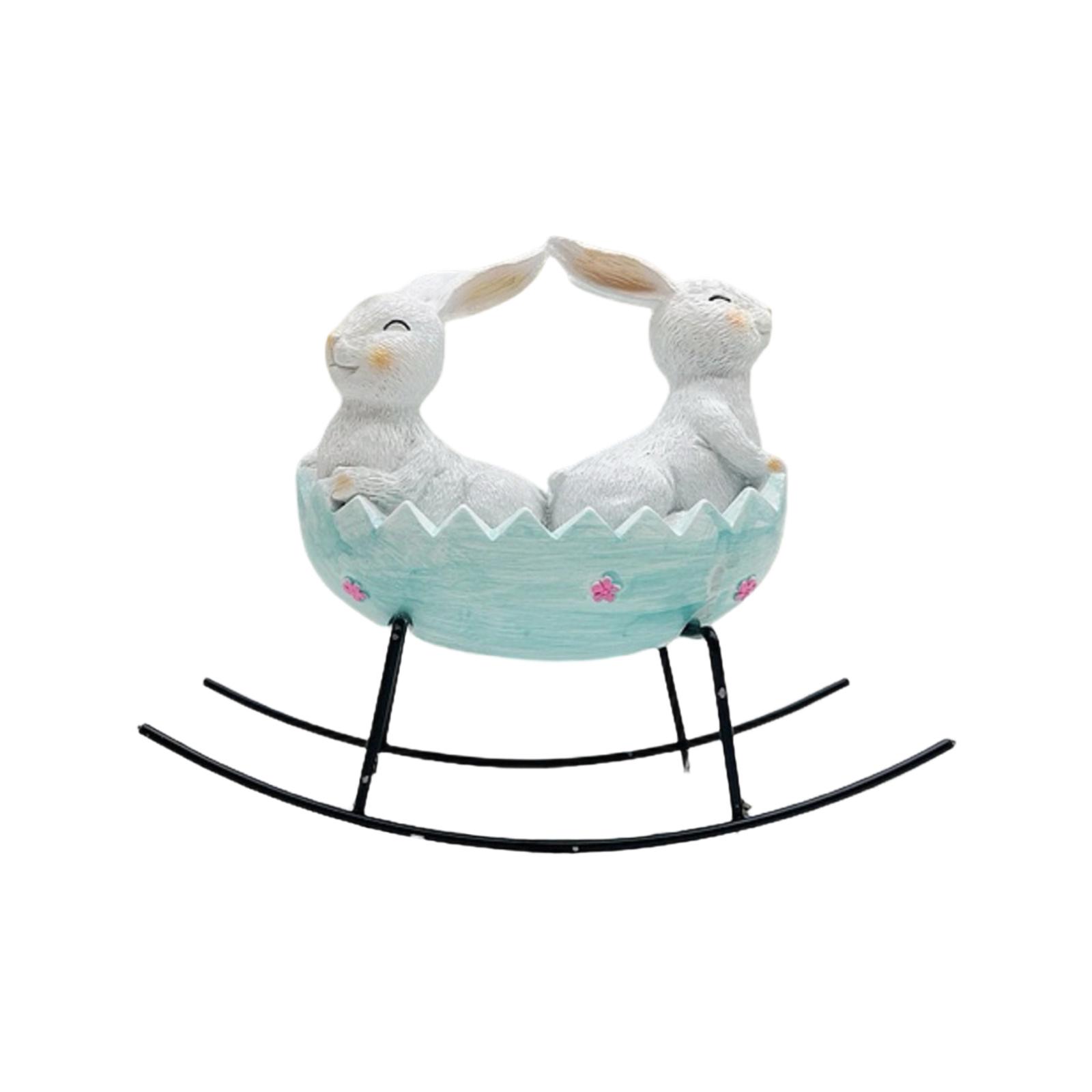 

Украшение для дома в виде пасхальных колыбельных кроликов из смолы. One Size синий