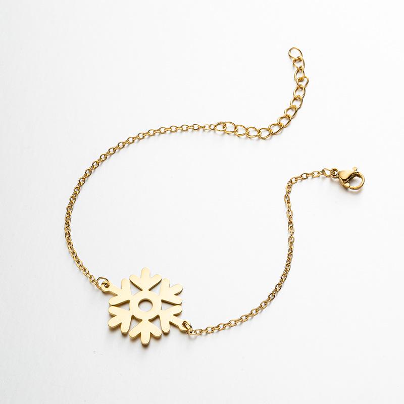 2025 Winter Luxury Snowflake Pattern Stainless Steel Pendant Bracelet for Girls