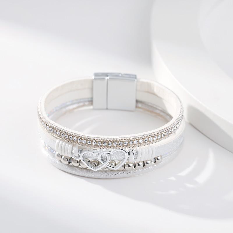 Multi Layer Leather Bracelet for Women Heart Accessories  Stylish Ladies Hand Jewelry Gift