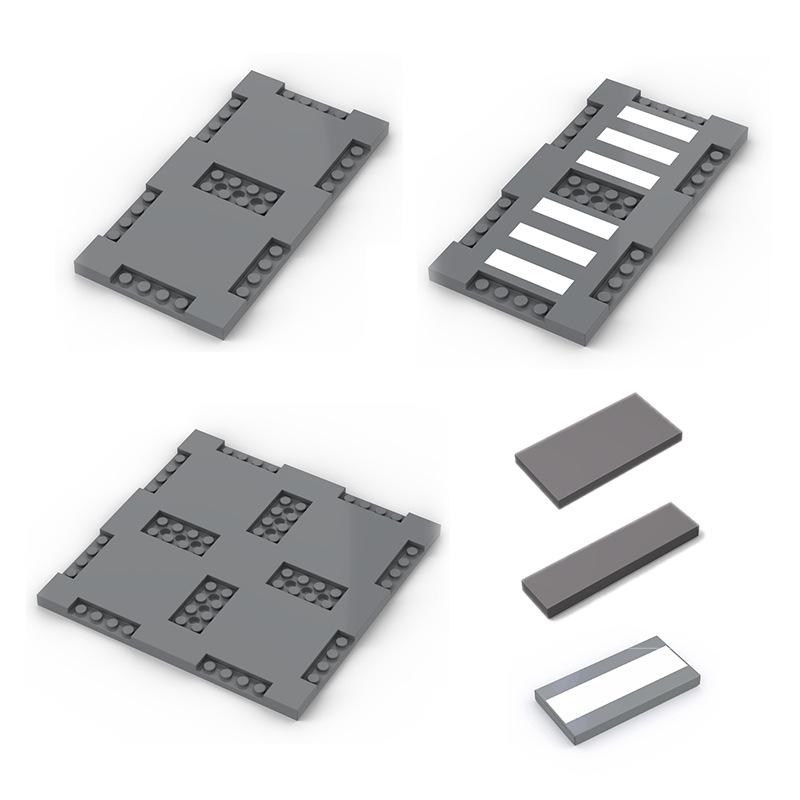 2 Pcs PLATE 16X16X2/3, W/ 8 Cut Out, Road ,Street 16x16 Baseplate Compatible with 69958 Building Blocks Toys Accessories