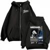 Re del Pop Michajackson Era Bad Felpa con Cappuccio e Zip Uomo Donna Harajuku Streetwear Giacca Felpa Pile Casual Zip-Up Pullover