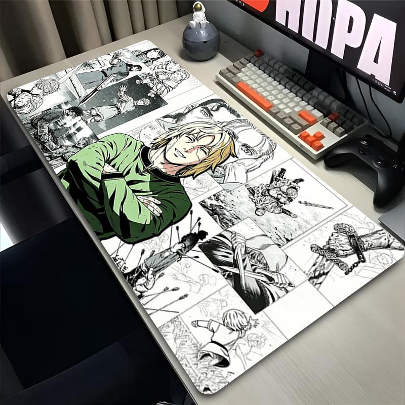Beliebte Anime Mauspads PC Computer Gaming Zubehör Vinland Saga Große Schreibtischunterlage Naturgummi Mauspads Gamer Tastaturmatte