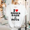 I Love Shoes Bags And Boys T Shirt | Aesthetics | Y2k | 2000s | 90s