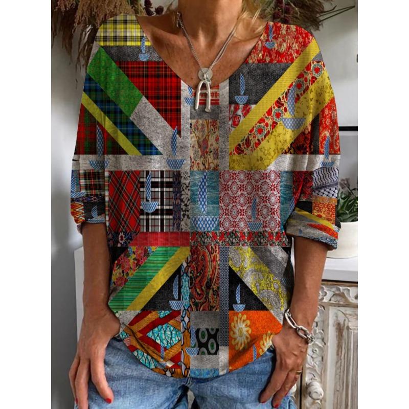 QICED Women's Fashion Casual Long Sleeve V Neck Blouses & Shirts