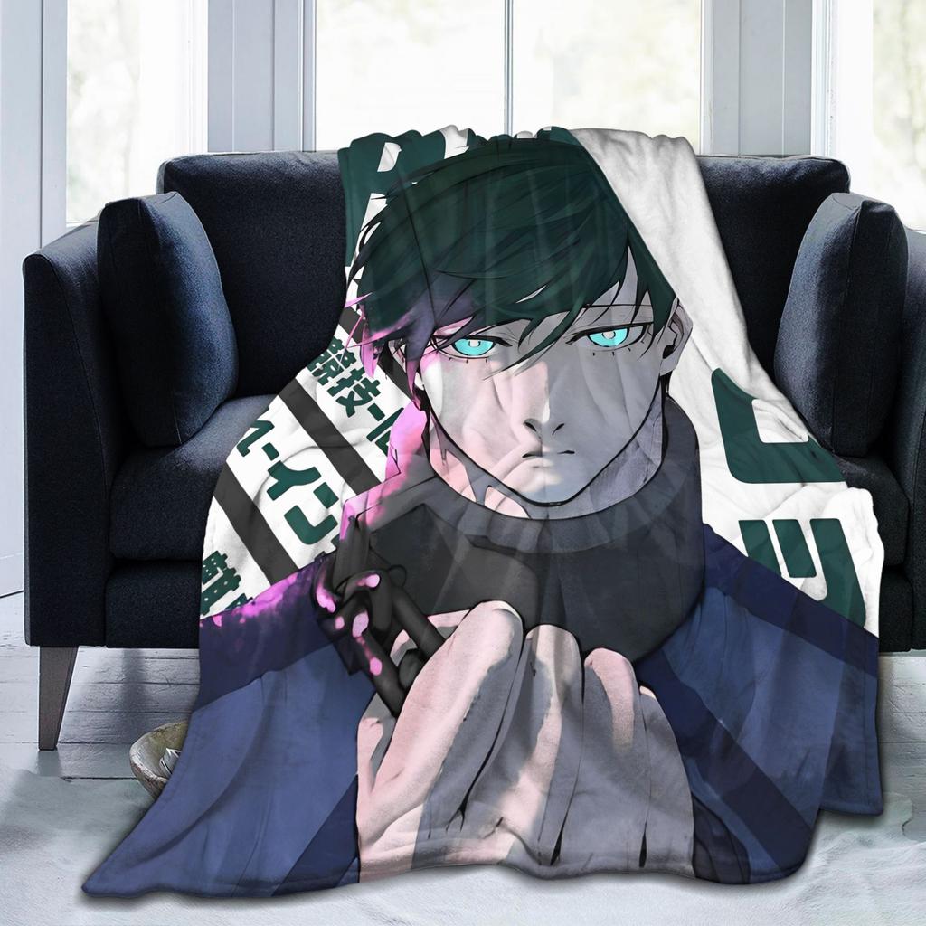 Blue Lock Rin Itoshi Knitted Blanket Meguru Bachira Flannel Throw Blanket Bed Decoration Ultra-Soft Warm Breathable Rug Piece