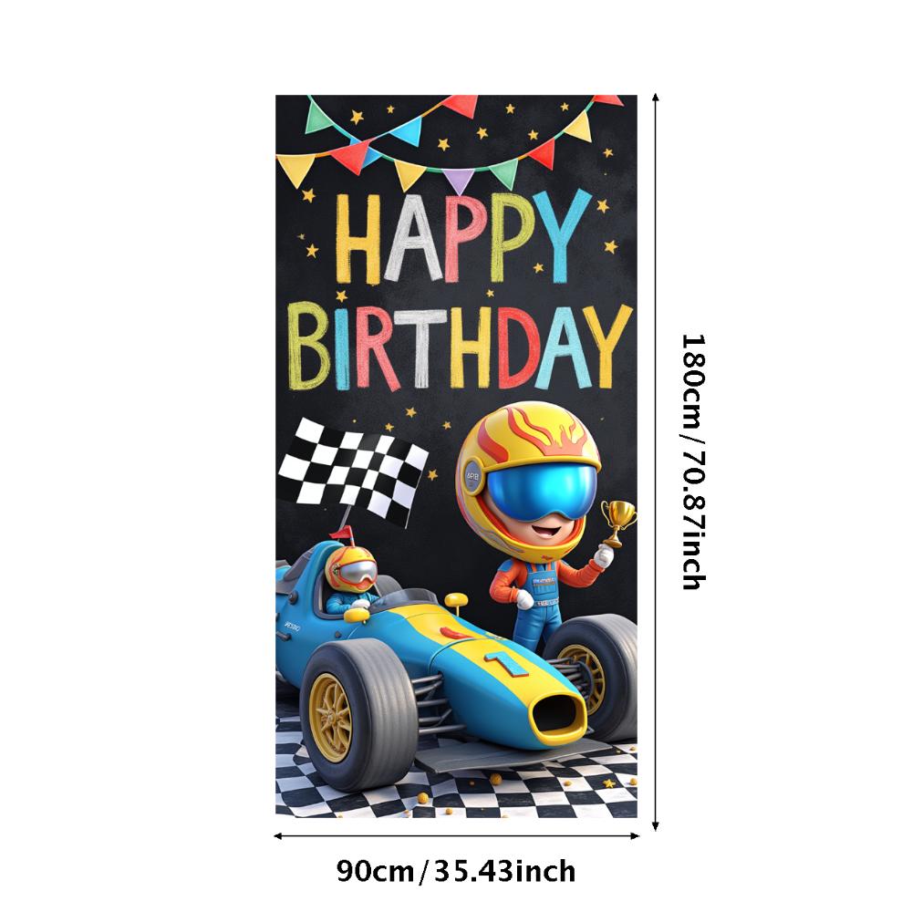 Cute Cartoon   Banner Racing Car Theme Celebration Banner for Play Area Decoration Outdoor Event Indoor