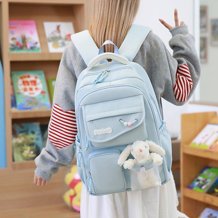 Japanese Ins College style backpack with pendant versatile large capacity backpack for women school bags for middle school girls