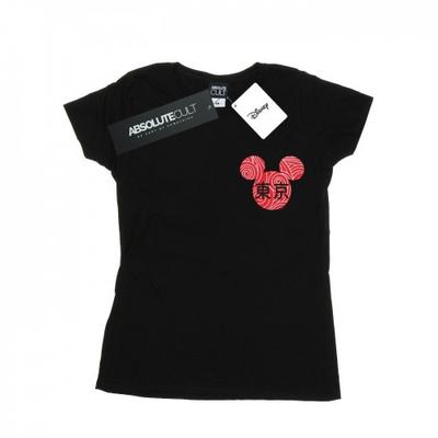 Camiseta feminina/feminina de algodão com símbolo do Mickey Mouse