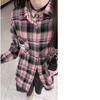 Women's Pink Plaid Embroidered Shirt Jacket - Autumn/Winter Small Size Loose Fit Casual Outerwear
