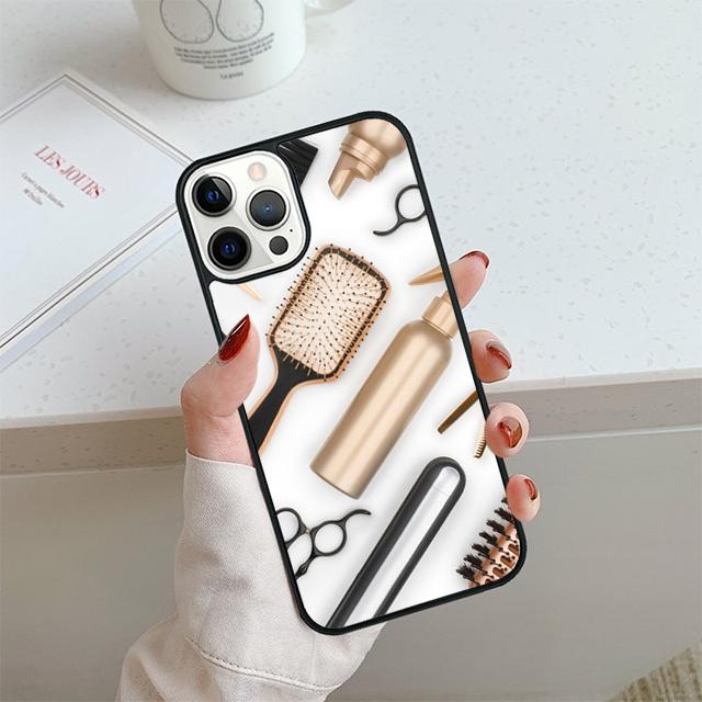 Hair Stylist Scissors Brush Switch Phone Case For iPhone 17 Air 14 15 16 13 12 Cover For Apple Pro Max Plus
