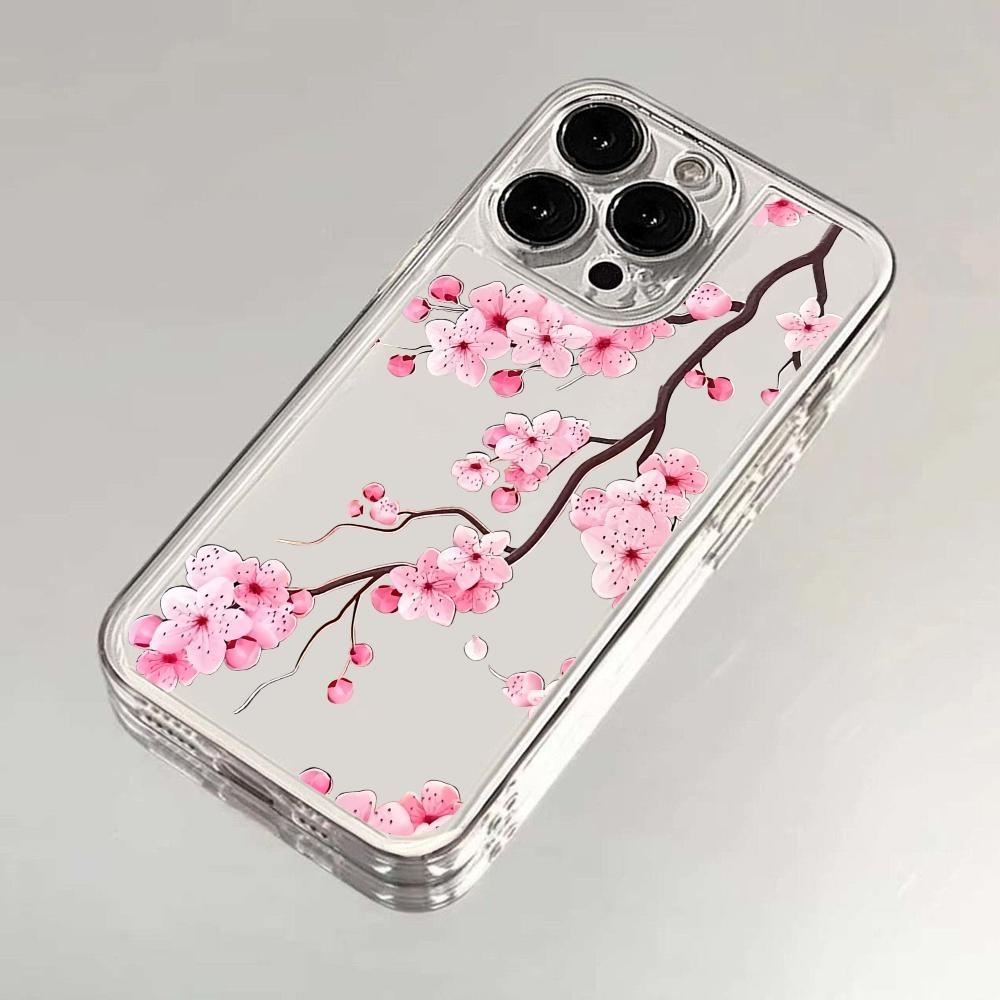Pink Cherry Blossoms Phone Case For IPhone 17 16 15 Pro 14 13 12 11 Pro Max 15 Plus 16e 17air Silicone Soft Clear Cases Shell