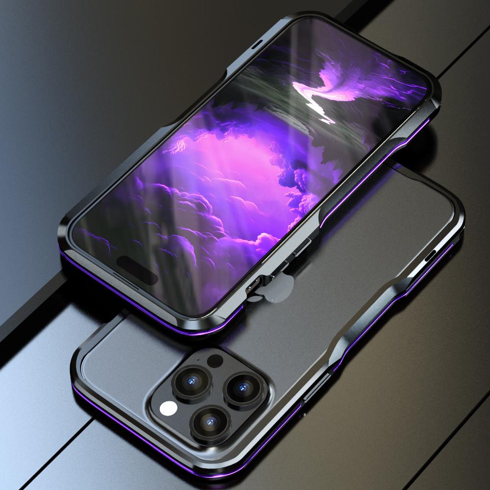 Carcasă Armor pentru iPhone 15 14 Pro Max 14 15 Plus 14 Pro, rezistentă la șocuri, cu cadru metalic, bara de protecție, neregulată, din aluminiu