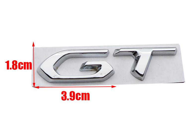 1pcs 3D GT metal Car Rear logo sticker Rear Bumper tail door trunk car Fender side sticker styling Accessories For Peugeot