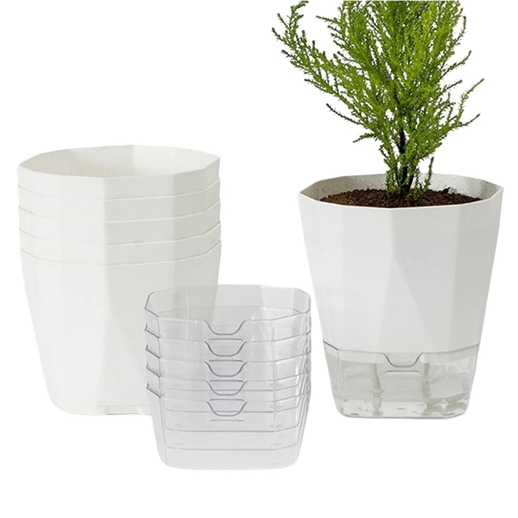 3/6pcs Lazy Hydroponic Flower Pot Automatic Water-Absorbing Flowerpot Transparent Double Layer Plastic Self Watering Planter