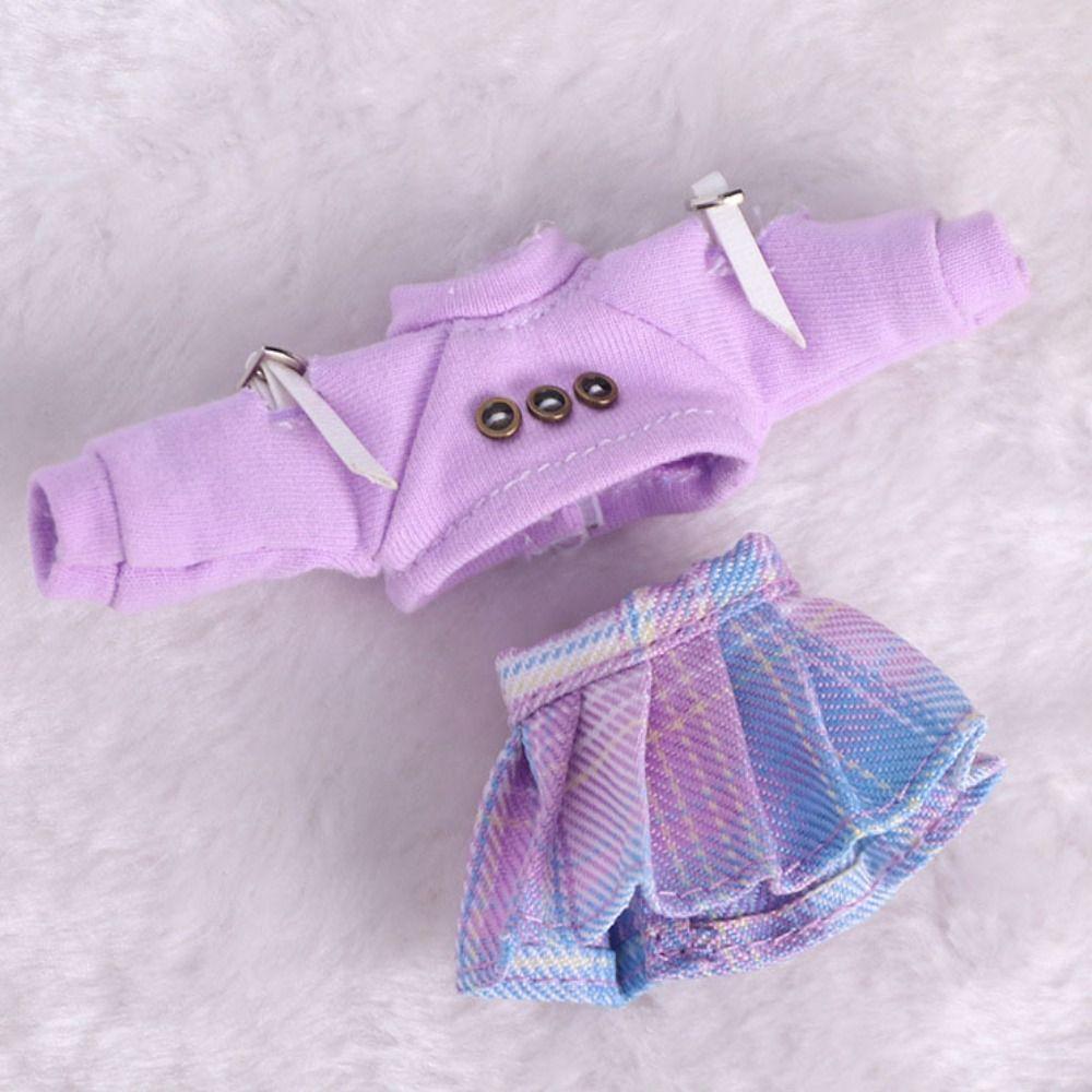 Replaceable Doll Hoodie Skirt Set Handmade Doll Accessories  For 1/11 OB11 Dolls/for 1/12 Bjd Dolls