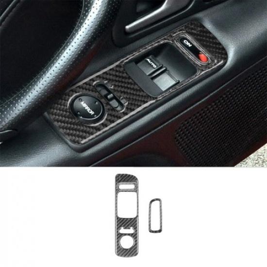 2Pcs Carbon Fiber Interior Window Control Cover Trim For 2004-2009 Honda S2000