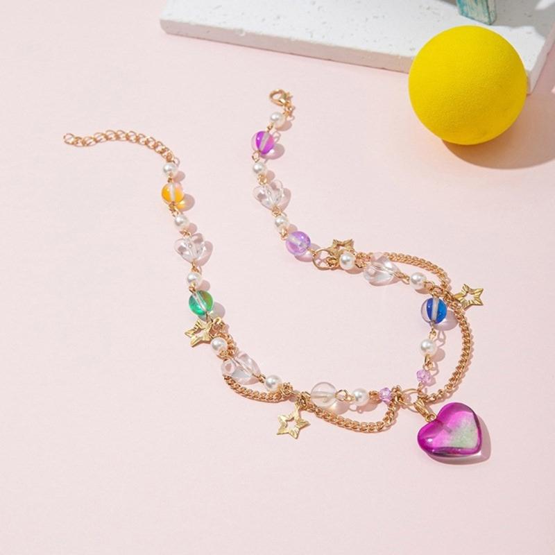 Handmade Crystal Beaded Necklace/Bracelet Stylish Colorful Bead Accessory Fashionable Jewelry for Girls and Women