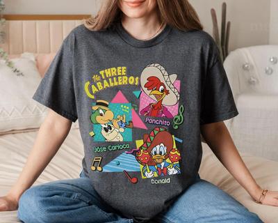 90S Three Caballeros Classic Shirt Onald Duck Jose Carioca Panchito Pistoles Tshirt Land Family Trip Vacation