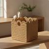 Woven Paper Rope Basket Portable Foldable Storage Bin for Shelves, Closets