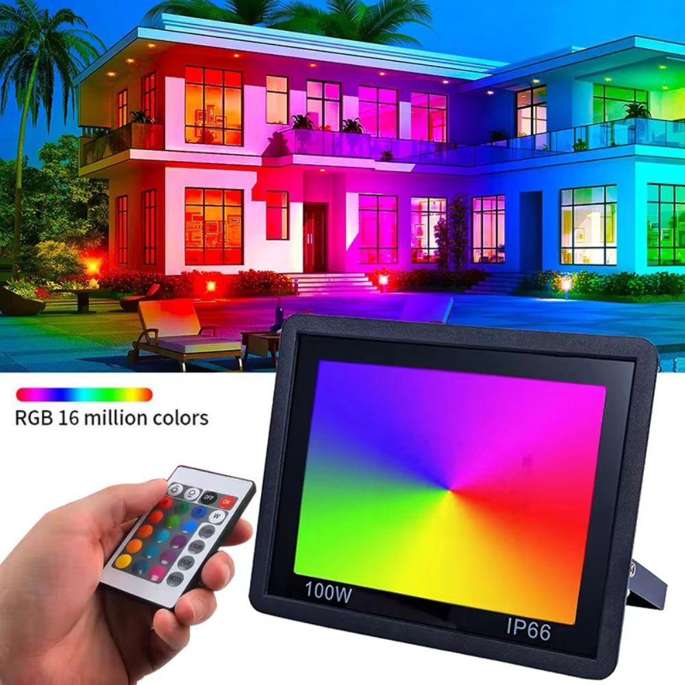 With Remote RGB LED Floodlight Multicolor Outdoor Lighting Reflector Landscape Lights Garden