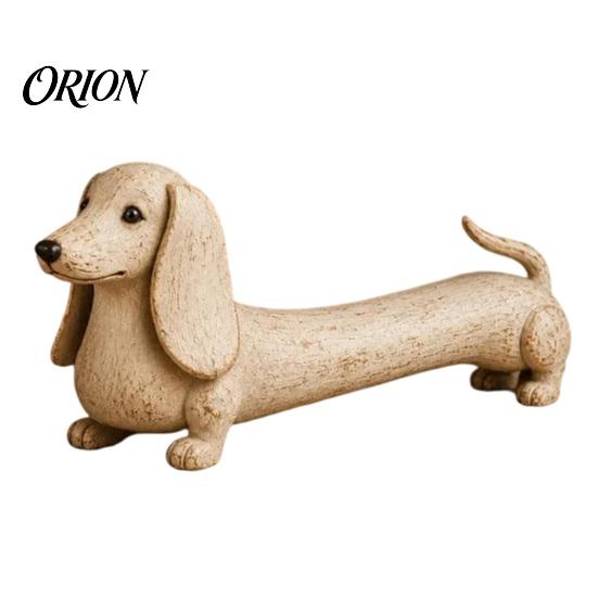 Modern Minimalist Room Accents Vintage Dachshund Dog Figurine, Wiener Statue, Rustic Animal Tabletop Artistic Pieces Decor Ornament, Cute Puppy Shelf