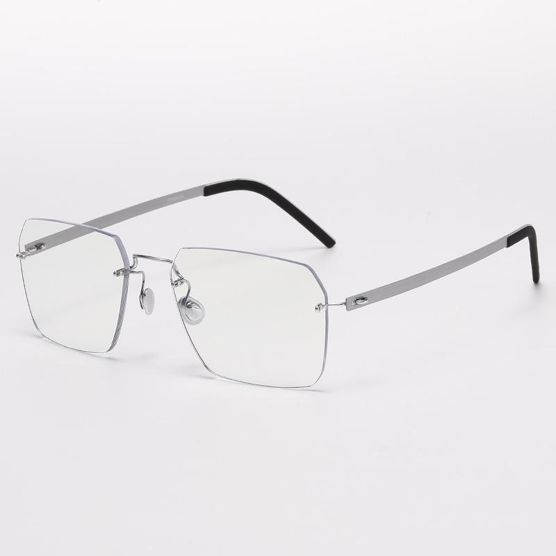 Men's Titanium Rimless Blue Light Blocking Glasses for Office and Business Use - Lightweight, Luxury, Fits Myopia Lenses, Unisex
