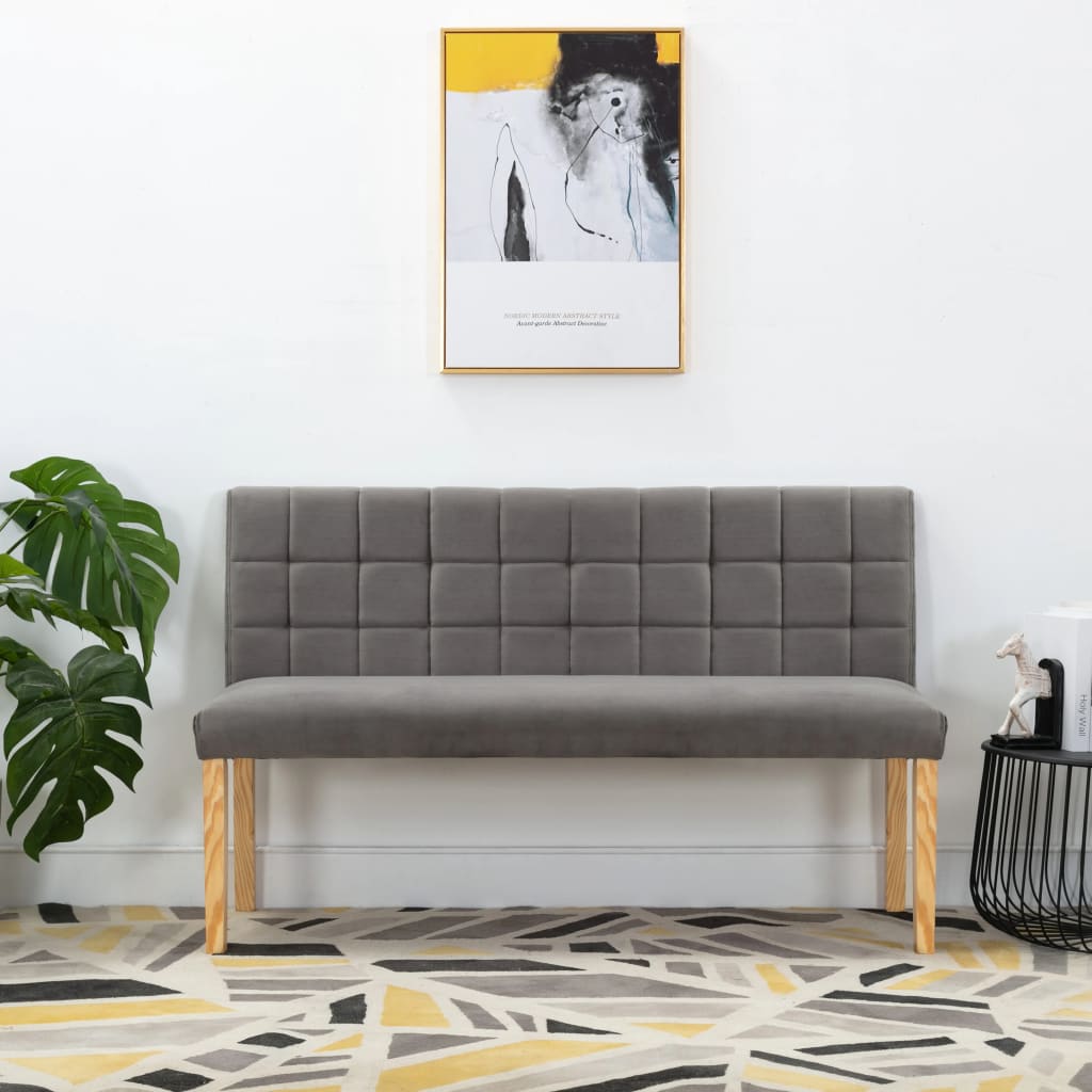 Bench 140 Cm Grey Velvet