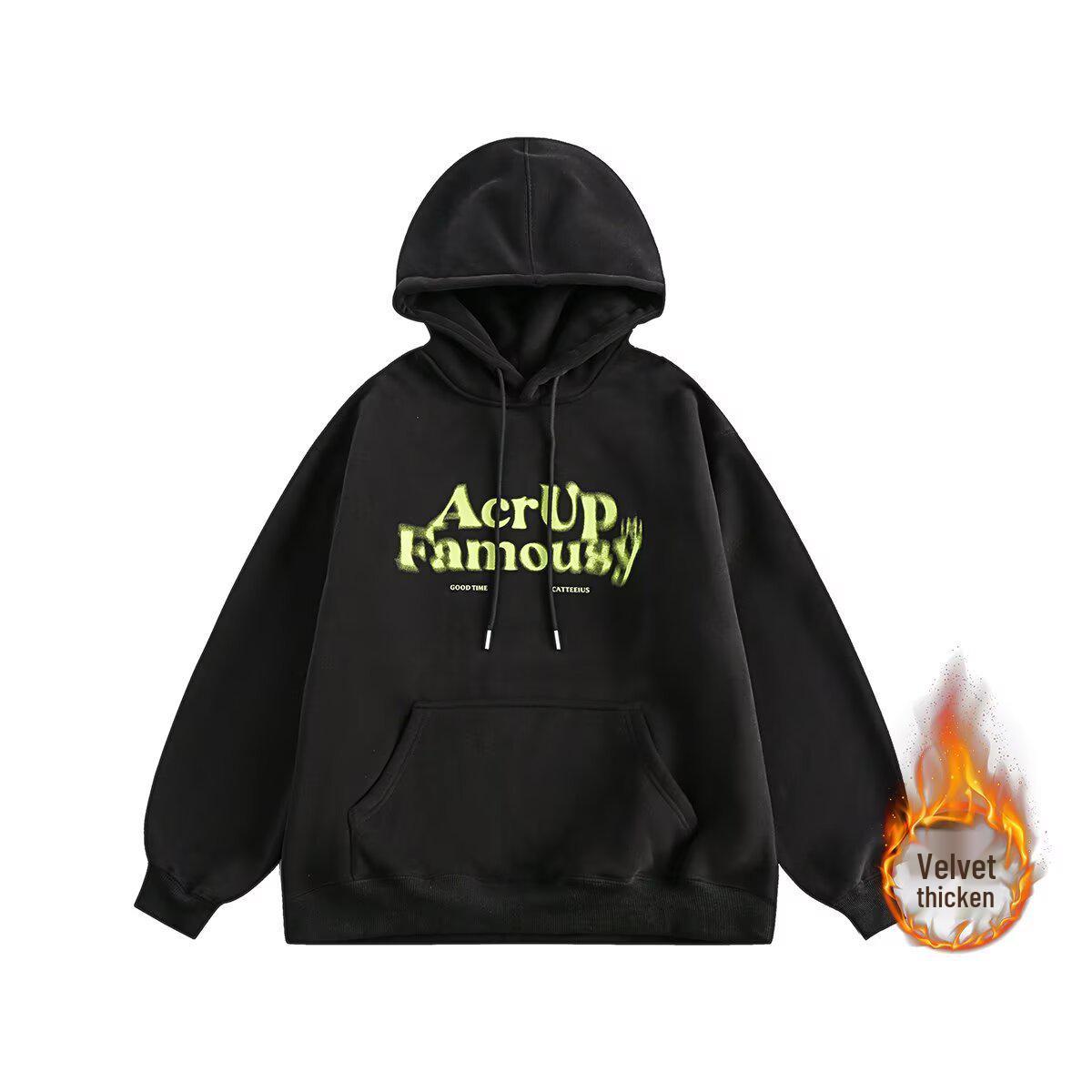 

Men s High Street Heavyweight Hoodie with Fleece Lining - Blurred Letter Print L
